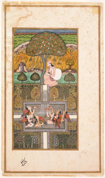 Raja Bikram en de Engelen, illustratie uit de Gulsham-i-Ishq, ca. 1700 door Nusrati of Bijapur